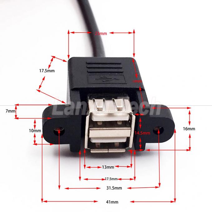 Dual USB Typ A 2 Ports Panel Mount USB zu Dupont 9 Pin Header Connector Drahtkabel 2