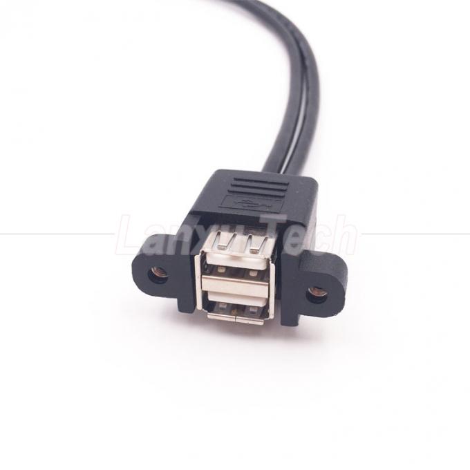 Dual USB Typ A 2 Ports Panel Mount USB zu Dupont 9 Pin Header Connector Drahtkabel 3