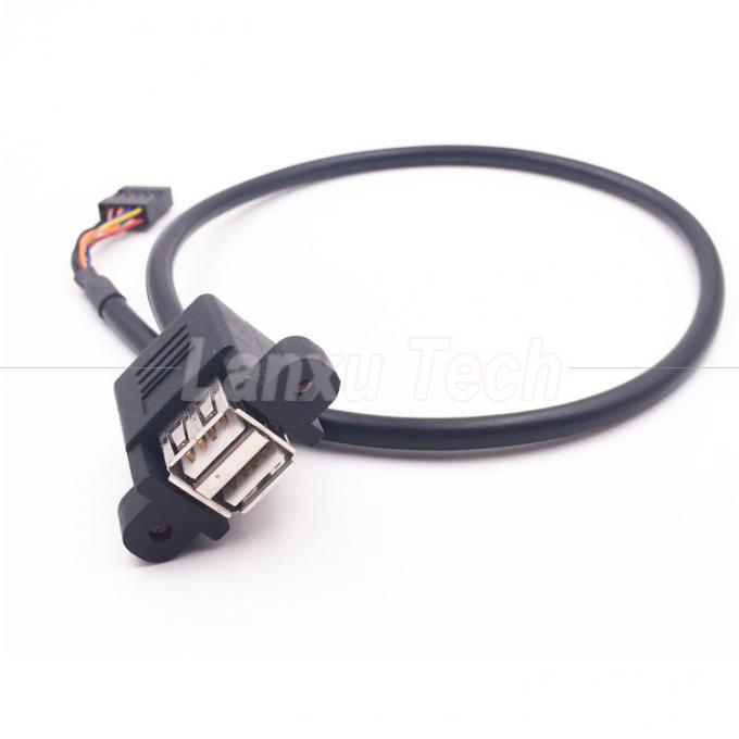 Dual USB Typ A 2 Ports Panel Mount USB zu Dupont 9 Pin Header Connector Drahtkabel 6