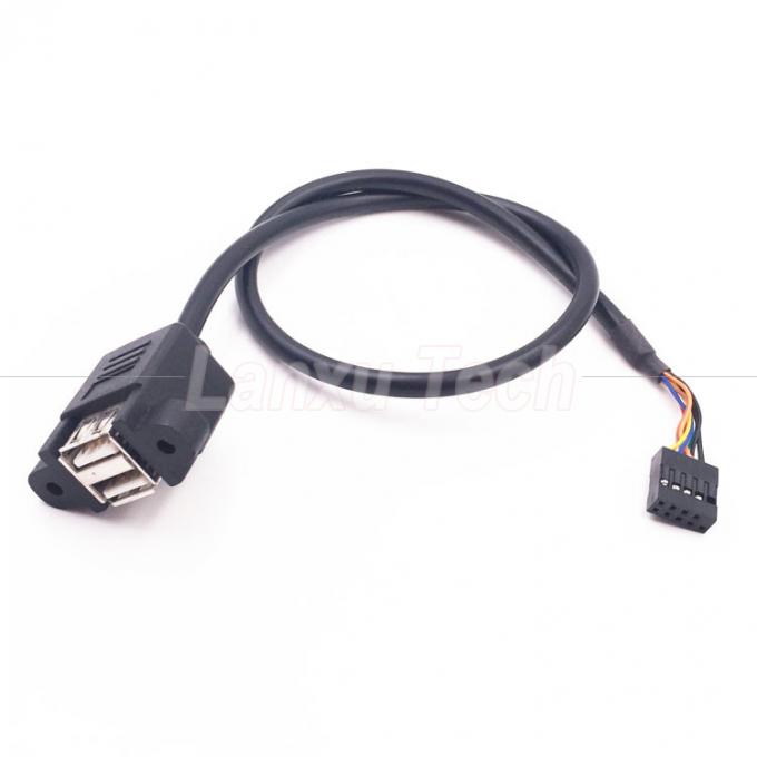 Dual USB Typ A 2 Ports Panel Mount USB zu Dupont 9 Pin Header Connector Drahtkabel 4
