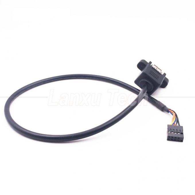 Dual USB Typ A 2 Ports Panel Mount USB zu Dupont 9 Pin Header Connector Drahtkabel 7