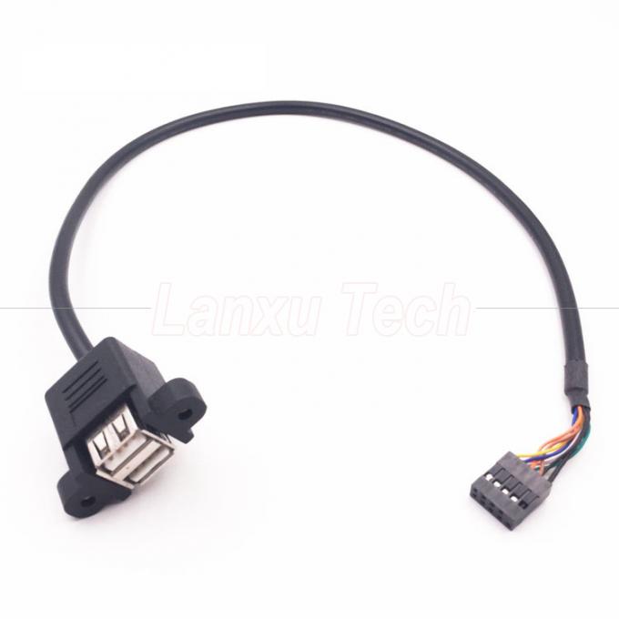 Dual USB Typ A 2 Ports Panel Mount USB zu Dupont 9 Pin Header Connector Drahtkabel 5