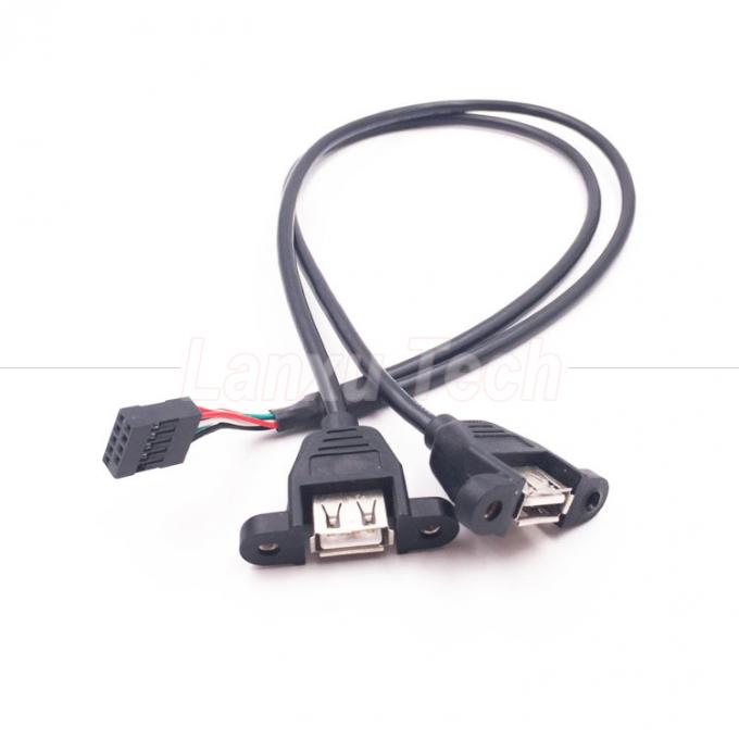 Dual USB Typ A 2 Ports Panel Mount USB zu Dupont Stecker Drahtkabel 1