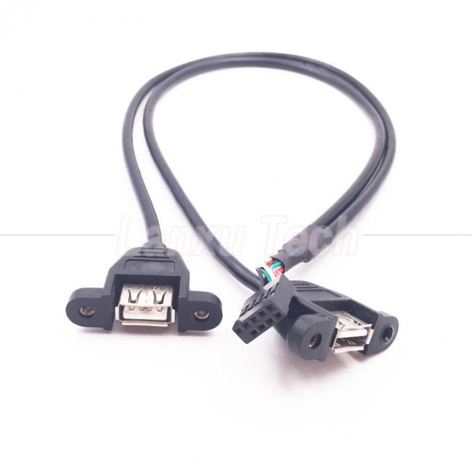 Dual USB Typ A 2 Ports Panel Mount USB zu Dupont Stecker Drahtkabel 3