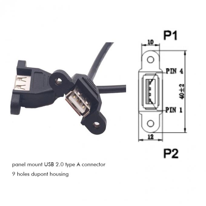 Dual USB Typ A 2 Ports Panel Mount USB zu Dupont Stecker Drahtkabel 2