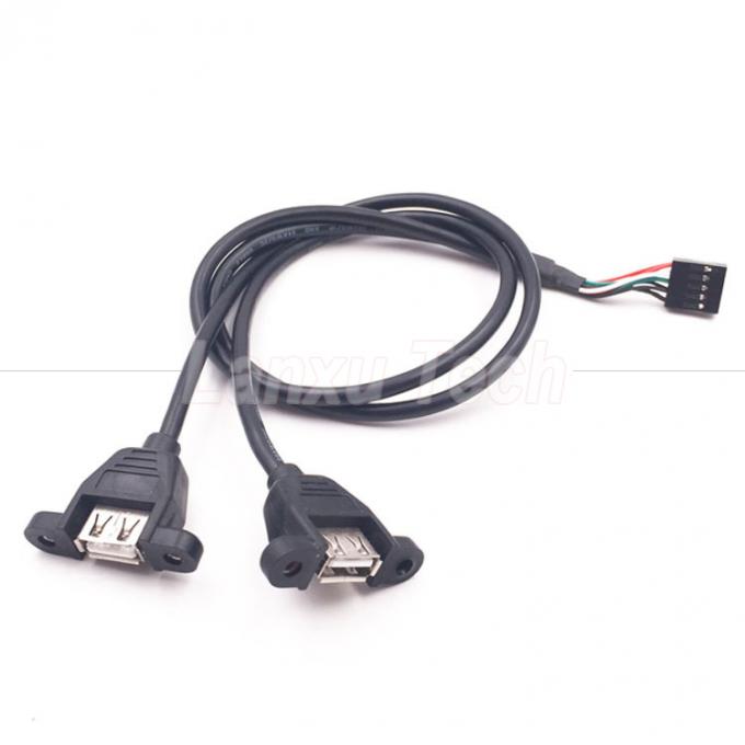 Dual USB Typ A 2 Ports Panel Mount USB zu Dupont Stecker Drahtkabel 5