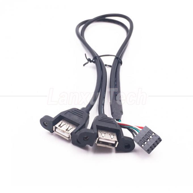 Dual USB Typ A 2 Ports Panel Mount USB zu Dupont Stecker Drahtkabel 4