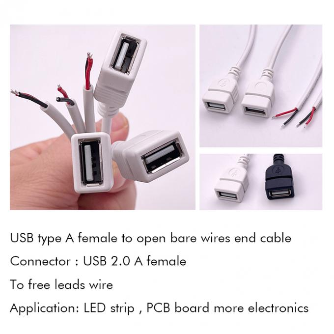 5V Weiß USB Weiblich zum Öffnen nackte Drähte Pigtail Ende Kabel für LED-Streifen 2