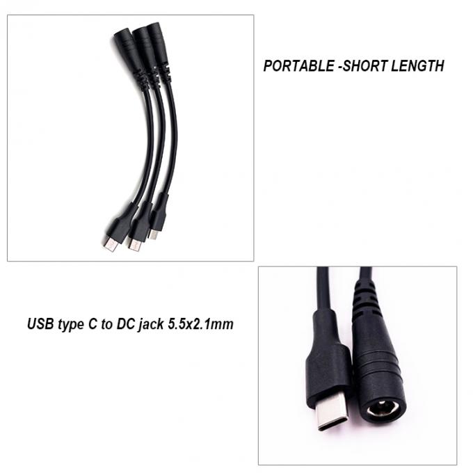 5V USB Typ C zu DC 5,5x2,1 mm Laderausdehnungskabel für LED-Schreibtischlampenventilator 1