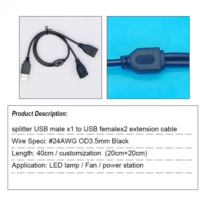 USB 2.0 A Männlich zu 2 Dual USB Weiblich Jack Y Splitter Hub Stromkabel Erweiterung Adapterkabel 1