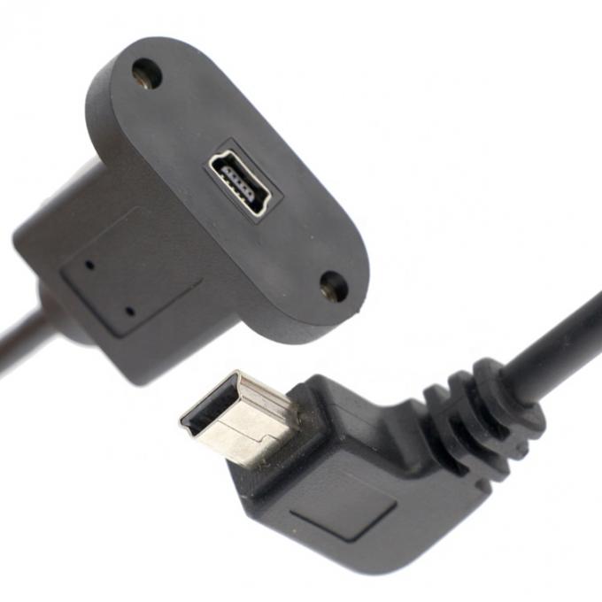 Schraubverriegelung 90 Grad Rechtswinkel Männlich-Fraulich Mini-USB-Panel-Verlängerungskabel 2
