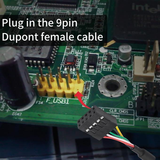 USB Typ A Weiblich bis 9 Pin Dupont Weibliche Kopfteil-Motherboard-Adapterkabel 5