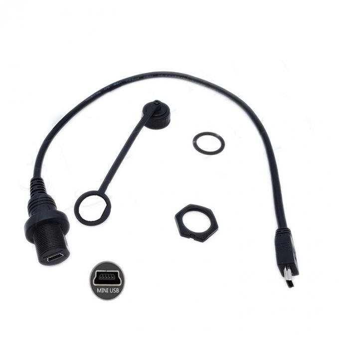 Mini-USB-Mann-zu-Mikro-USB-Frauen-wasserdichtes Erweiterungskabel mit Flush-Mount-Panel für Auto-Lkw-Boote-Motorradcomputer 1