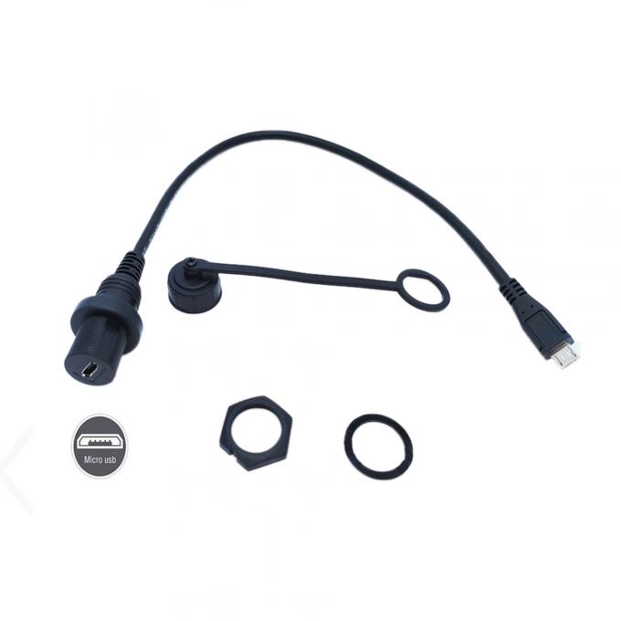 Mini-USB-Mann-zu-Mikro-USB-Frauen-wasserdichtes Erweiterungskabel mit Flush-Mount-Panel für Auto-Lkw-Boote-Motorradcomputer 2