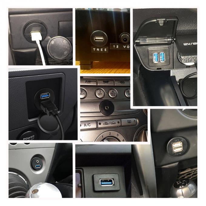 Anpassen Dual Typ C Männlich zu weiblich wasserdichtes Erweiterungskabel mit Flush Mount Panel für Auto LKW Boot Motorrad Computer 7