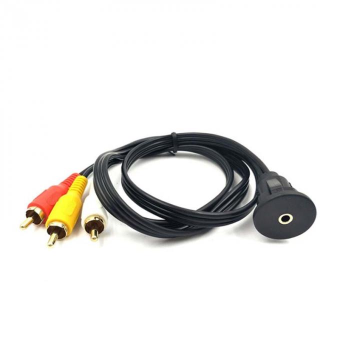 Custom DC 3.5 bis 3RCA wasserdichtes Erweiterungskabel mit Flush Mount Panel für Auto-Lkw-Boot-Motorradcomputer 0