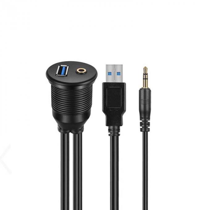 USB 3.0 AUX DC 3.5 Wasserdichtes Erweiterungskabel von Mann zu Frau mit Flush Mount Panel für Auto-Lkw-Boot-Motorradcomputer 1