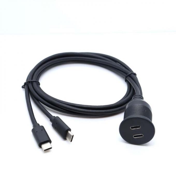 Anpassen Dual Typ C Männlich zu weiblich wasserdichtes Erweiterungskabel mit Flush Mount Panel für Auto LKW Boot Motorrad Computer 0