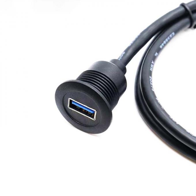 Kurzkopf USB 3.0 Wasserdichtes Erweiterungskabel von Männlich zu Weiblich mit Flush Mount-Panel für Auto-Lkw-Boot-Motorradcomputer 0