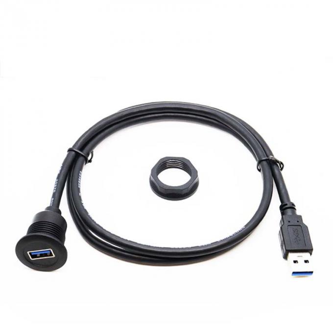 Kurzkopf USB 3.0 Wasserdichtes Erweiterungskabel von Männlich zu Weiblich mit Flush Mount-Panel für Auto-Lkw-Boot-Motorradcomputer 1