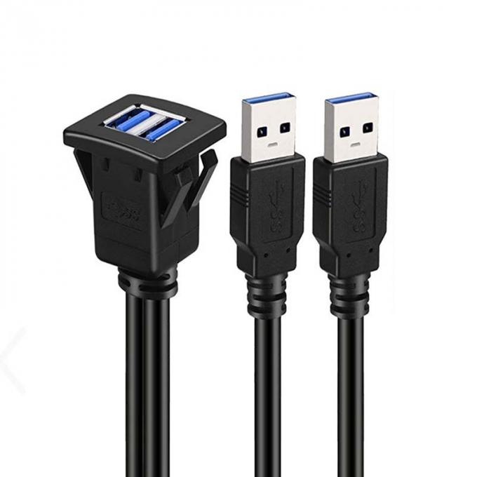 Quadratisch Dual USB 3.0 2.0 Männlich zu weiblich wasserdichtes Erweiterungskabel mit Flush Mount Panel für Auto LKW Boot Motorrad Computer 0
