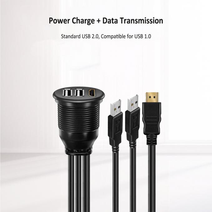 3 Ports USB 2.0 Männlich zu USB 2.0 Weiblich Wasserdichtes Erweiterungskabel mit Flush Mount Panel Für Auto Lkw Boot Motorrad Computer 4
