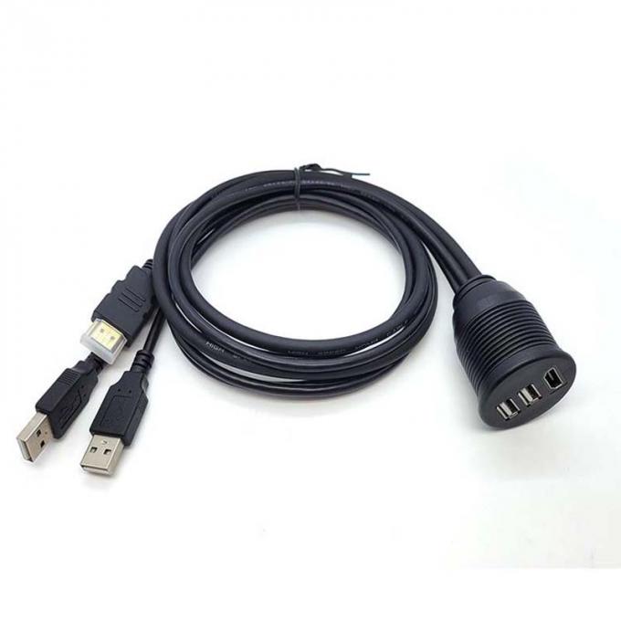 3 Ports USB 2.0 Männlich zu USB 2.0 Weiblich Wasserdichtes Erweiterungskabel mit Flush Mount Panel Für Auto Lkw Boot Motorrad Computer 1