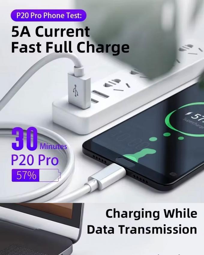 Hochwertiges 1M 2M 5A-Schnellladekabel USB zu Typ C-Datenladekabel für Huawei Android-Telefon 2