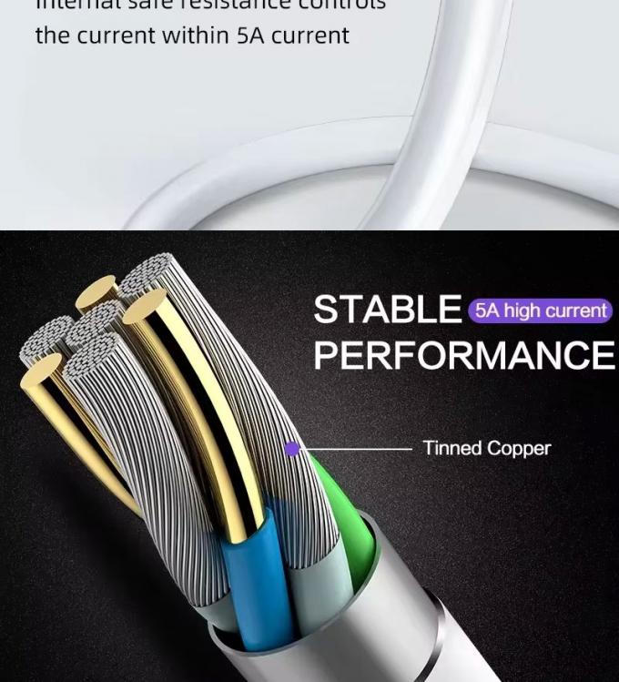 Hochwertiges 1M 2M 5A-Schnellladekabel USB zu Typ C-Datenladekabel für Huawei Android-Telefon 4
