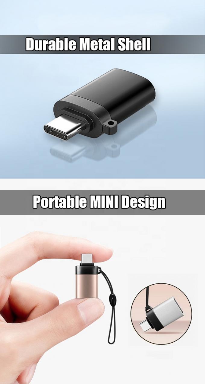 Portable Mini Lanyard Metal Shell OTG Typ C 3.1 Männlich zu USB 3.0 Weiblich Adapter 2