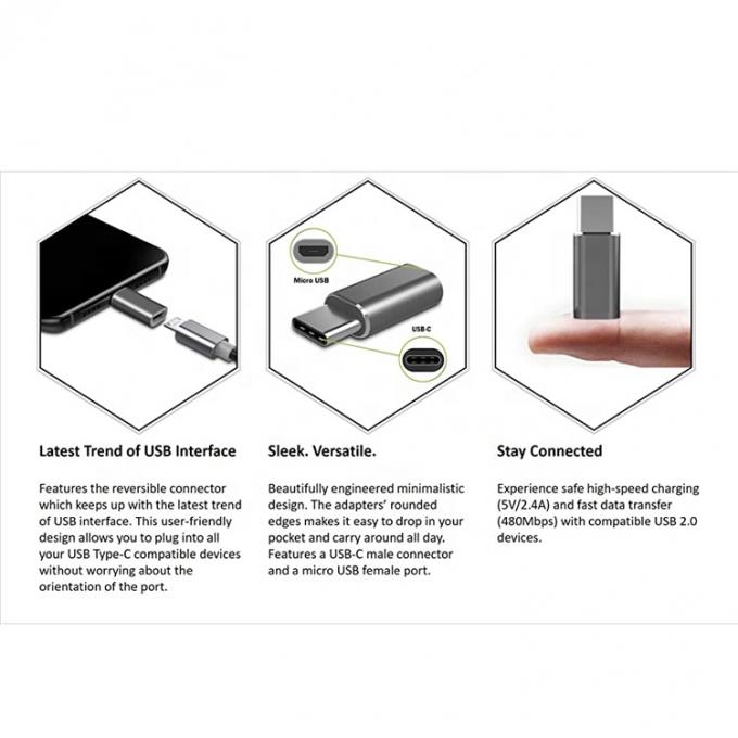 Plug and Play-Metall-Schale Mikro-USB-Adapter für OTG-Umwandler von weiblich auf männlich 3