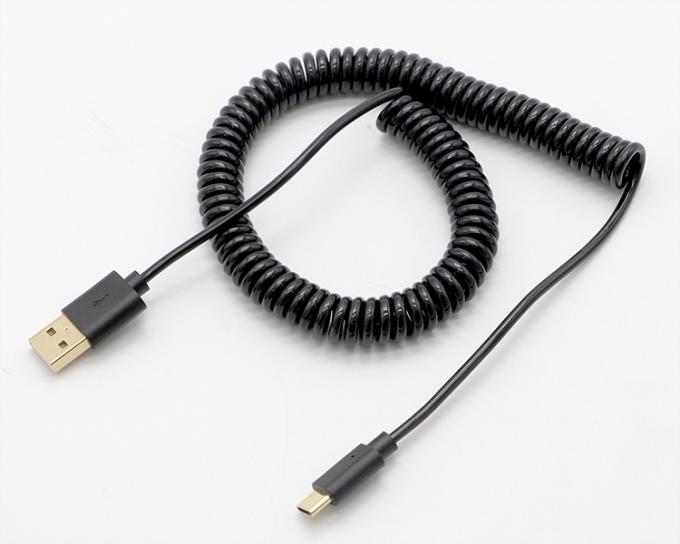 Custom 3M Gold Steckverbinder Schnellladung Federgewickelt USB Typ C Datenladekabel 5
