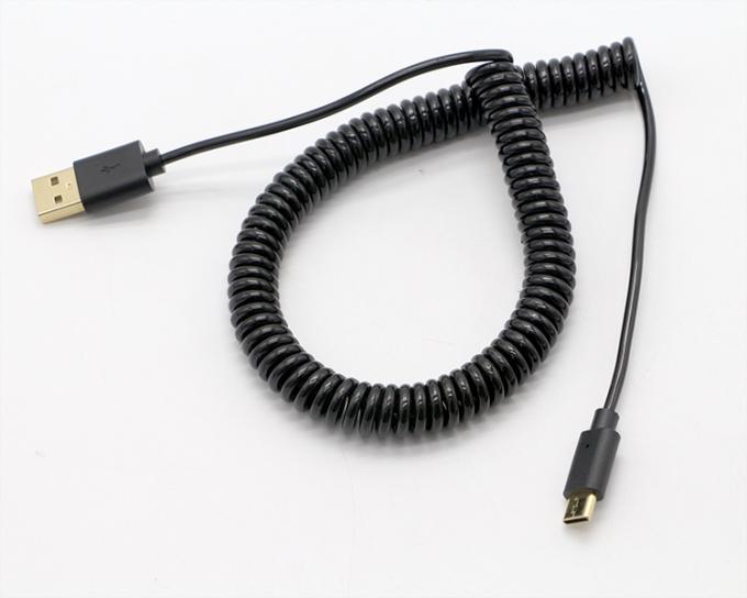 Custom 3M Gold Steckverbinder Schnellladung Federgewickelt USB Typ C Datenladekabel 4