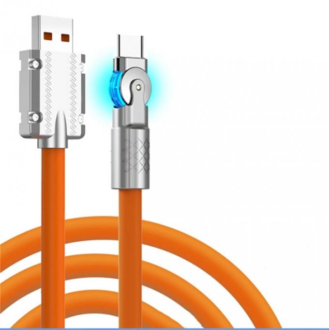 180 Grad rotierendes Schnellladen 120w 6A Silicone Micro USB Typ C Kabel für Android Handy 0