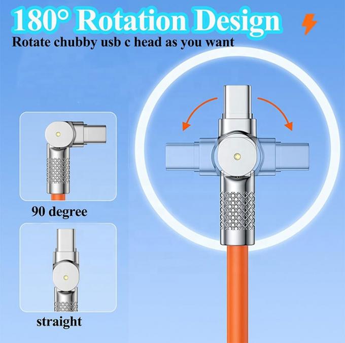 180 Grad rotierendes Schnellladen 120w 6A Silicone Micro USB Typ C Kabel für Android Handy 1