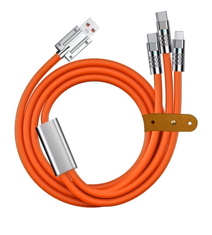 Super schnelle Aufladung 120w 6A Flüssiges Silikon 3 in 1 Multi-Anschlüsse Mikro Typ C USB-Datenladekabel für Mobiltelefon 6