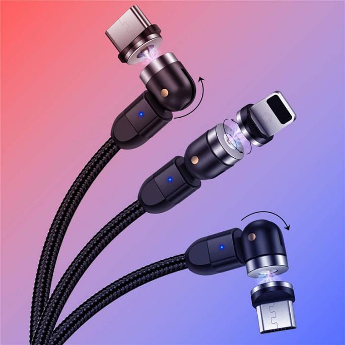 Schnellladegerät Telefonzubehör 540 Grad Drehung 3 in 1 Micro Typ C Magnetische USB-Datenladekabel 4