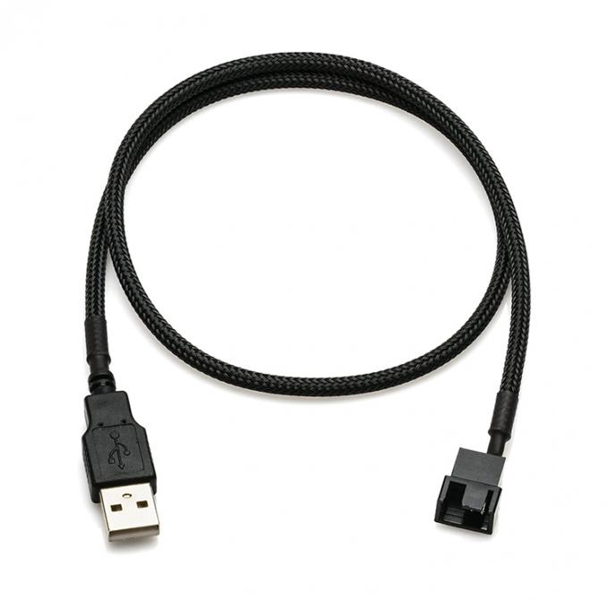 Geflechtetes USB-zu-3-Pin-4-Pin-Molex-Frau PWM 5V-Lüfter-Stromversorgung Adapter-Anschlusskabel für Computer-Kühler 0