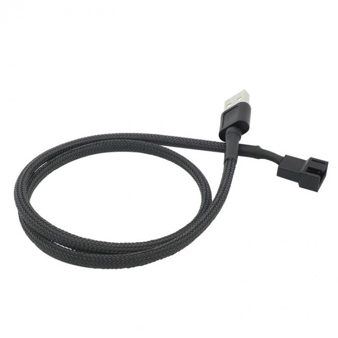 Geflechtetes USB-zu-3-Pin-4-Pin-Molex-Frau PWM 5V-Lüfter-Stromversorgung Adapter-Anschlusskabel für Computer-Kühler 3