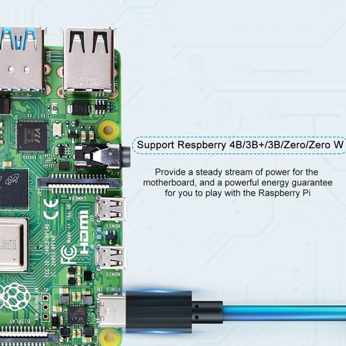 1m 5V 3A USB-Ladekabel Typ C mit ausgeschaltetem Schalter für Raspberry Pi 7