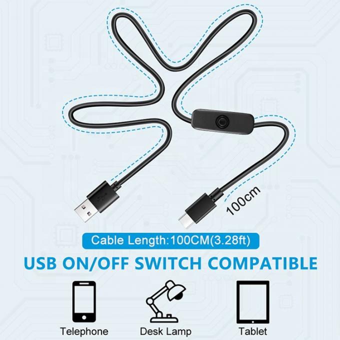 1m 5V 3A USB-Ladekabel Typ C mit ausgeschaltetem Schalter für Raspberry Pi 5
