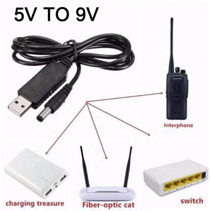 Hochwertiges Booster 5V USB auf 9V DC 5.5x2.1mm Step Up Converter Stromladekabel für Wifi-Router-Modem 1