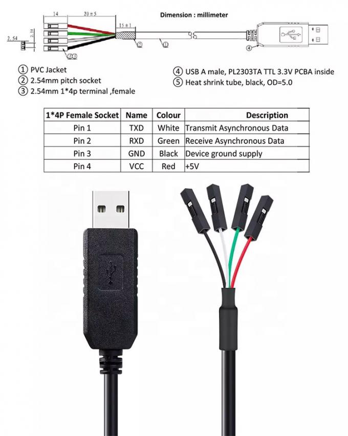 Hochkompatibles WIN7 10 FTDI FT232 5V 3,3V USB zu Uart TTL-Serienkabel für Raspberry Pi 0