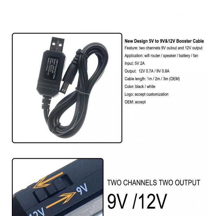 Hochwertiges USB 5v bis 9v 12v Step Up DC Stromkabel Boosterkabel für Router 1