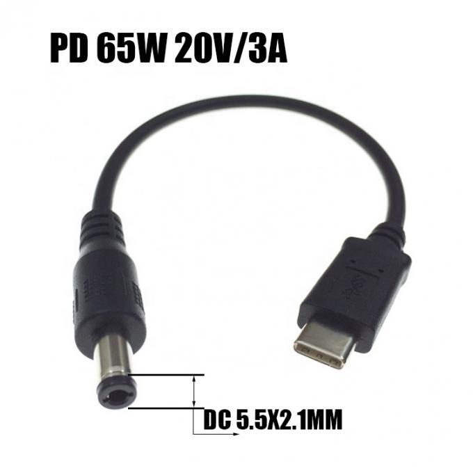 Schnellladung 20V 3A 65W USB Typ C bis 5,5mm X 2,1mm Gleichstrom-PD-Ladekabel für Laptop 2