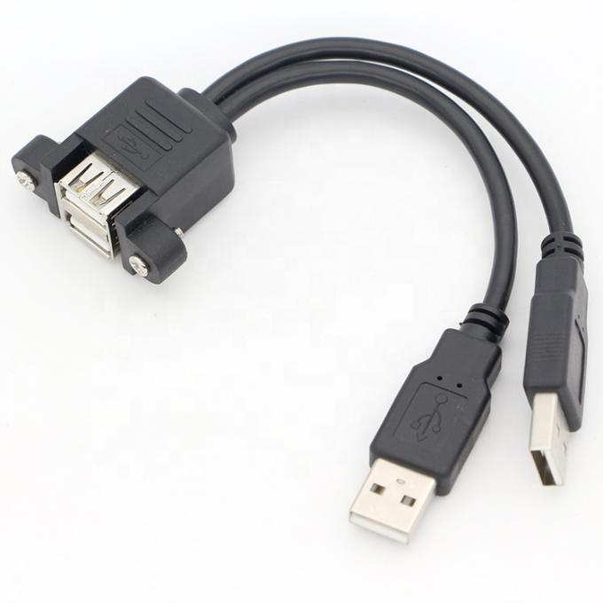 Schraubverriegelung 0,5 M 1 M Männlich-Fraulich Dual USB 2.0 Panel Mount Erweiterungskabel 1