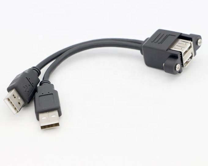 Schraubverriegelung 0,5 M 1 M Männlich-Fraulich Dual USB 2.0 Panel Mount Erweiterungskabel 2