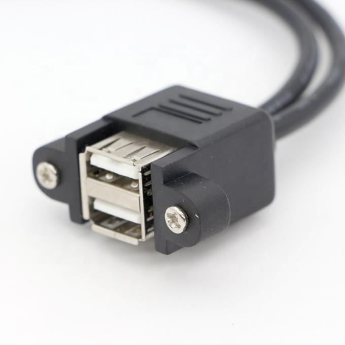 Schraubverriegelung 0,5 M 1 M Männlich-Fraulich Dual USB 2.0 Panel Mount Erweiterungskabel 4