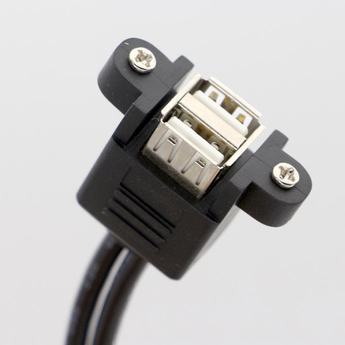 Schraubverriegelung 0,5 M 1 M Männlich-Fraulich Dual USB 2.0 Panel Mount Erweiterungskabel 5
