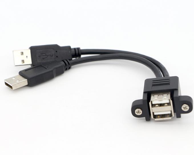 Schraubverriegelung 0,5 M 1 M Männlich-Fraulich Dual USB 2.0 Panel Mount Erweiterungskabel 6